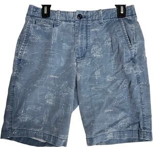 GAP Shorts Men Size 28 Blue Hawaiian Casual Beach Outdoors Cotton SMALL STAINS